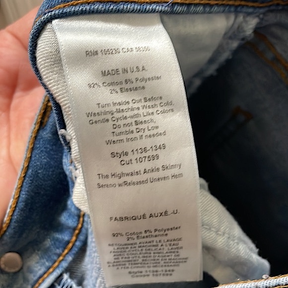 Current Elliott The High Waist Ankle Skinny Jeans Released Uneven Hem - Picture 9 of 9